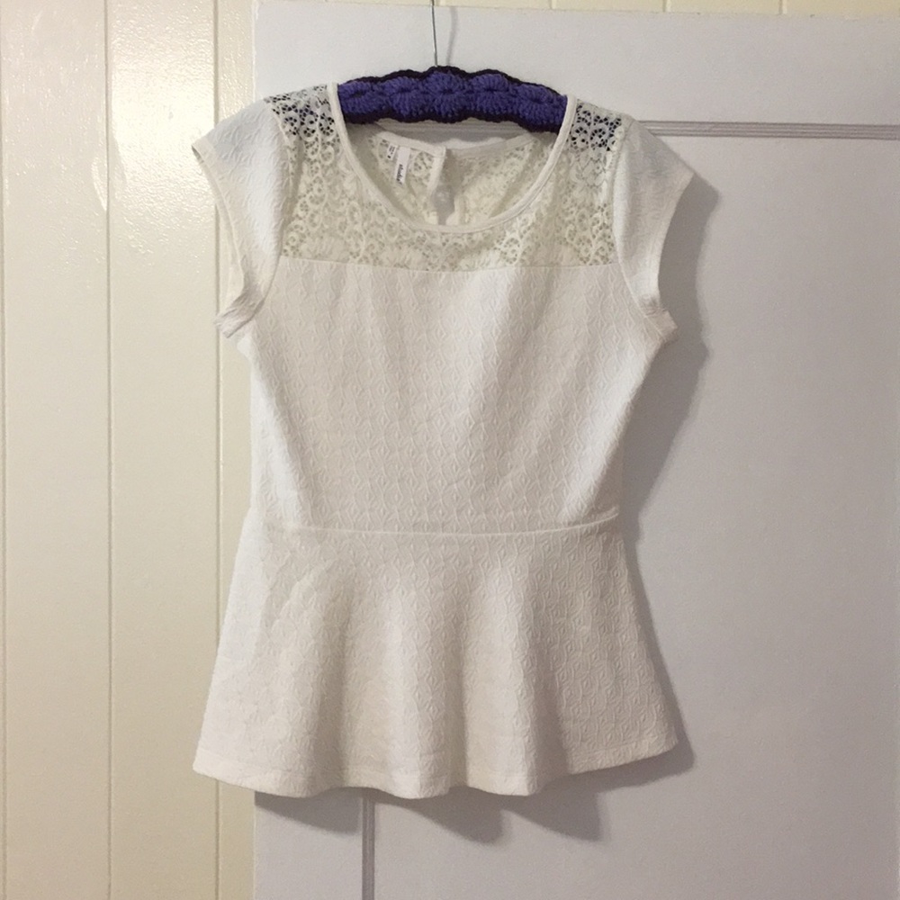 Peplum white lace top